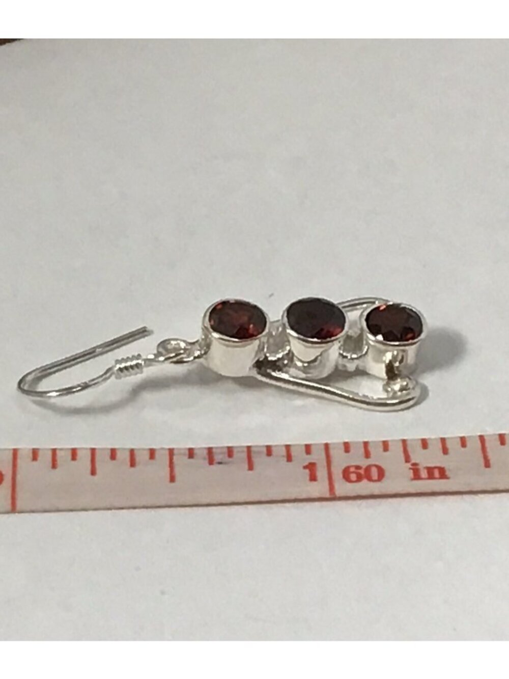 Sterling Silver Rhodolite Garnet Earrings Contemporary Dangle 1.25” New - Picture 5 of 8